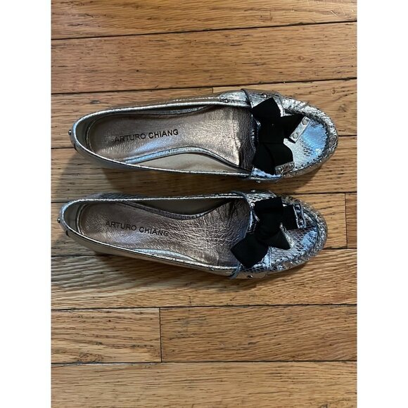 Womens Size 7 Arturo Chiang Silver Slip on Flats - Picture 1 of 5